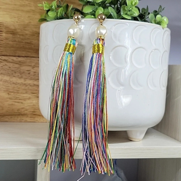 LONG FESTIVAL TASSEL EARRINGS - Picture 3 of 8